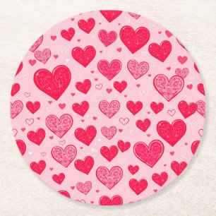 Valentijnsliefde-Valentijnsharten Ronde Kartonnen Onderzetter