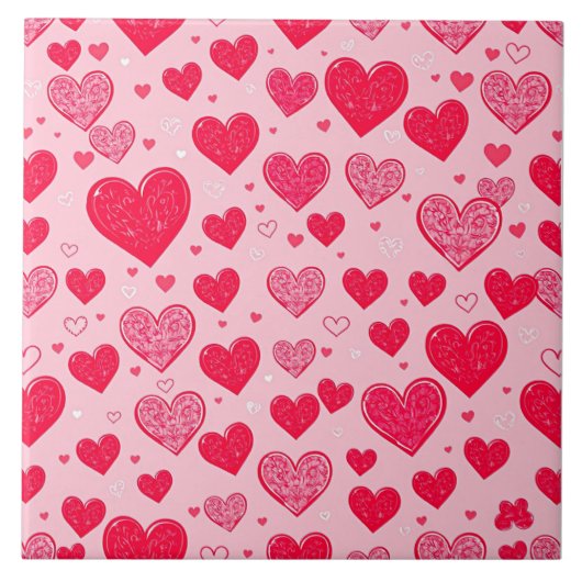 Valentijnsliefde-Valentijnsharten Tegeltje (Voorkant)