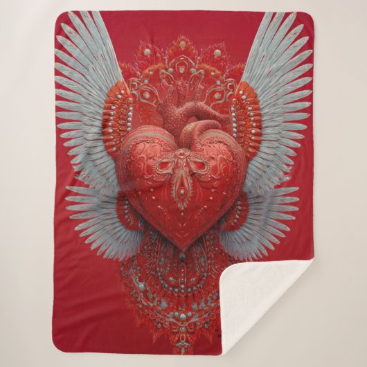 "Valentijnsliefdesvleugels" Sherpa Deken (Voorkant)