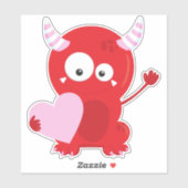 Valentijnsmonster, Lief monster, Hartjes Sticker (Vel)