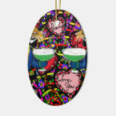 Valentijnspapegaaien Keramisch Ornament (Links)