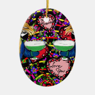 Valentijnspapegaaien Keramisch Ornament
