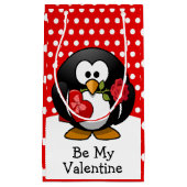Valentijnspinguïn met Chocolade en Rozen Klein Cadeauzakje (Voorkant)