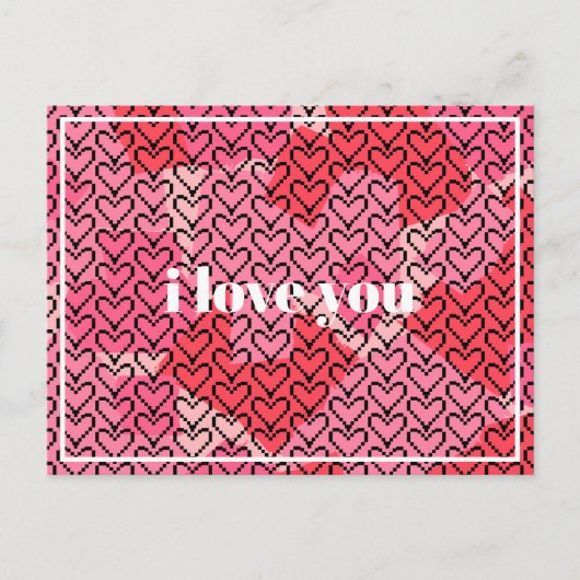 Valentijnspixels hart briefkaart (Voorkant)
