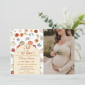 Valentijnspompoen Rustic Baby Shower Foto Kaart (Staand voorkant)