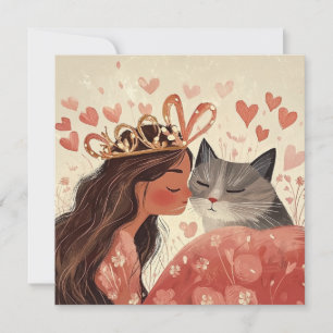 Valentijnsprinses & haar poesje kaart