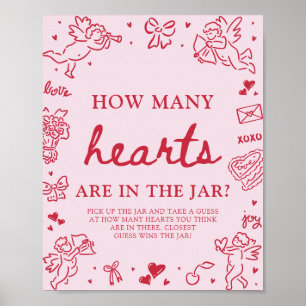 Valentijnsraad hoeveel harten bruidsfeest  poster