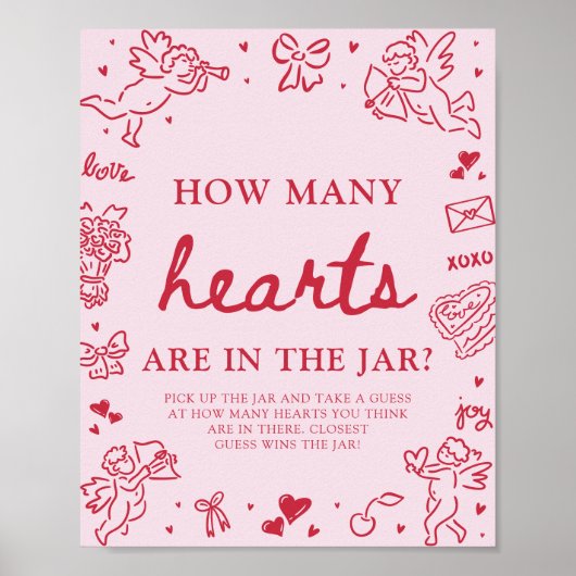Valentijnsraad hoeveel harten bruidsfeest  poster (Voorkant)