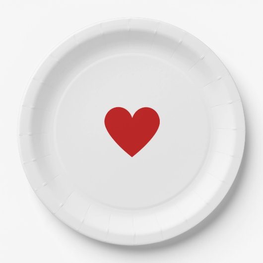 Valentijnsrode Hart Papieren Bordje (Voorkant)