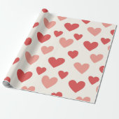 Valentijnsrode Hartpatroon Inpakpapier (Uitgerold)