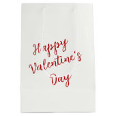 Valentijnsrode Roos Op Witte Satijn Medium Cadeauzakje (Achterkant)