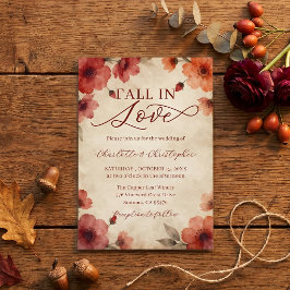 Valentijnsrood herfst waterverf bruiloft kaart
