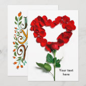 Valentijnsroos hart feestdagenkaart (Voorkant / Achterkant)