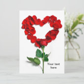 Valentijnsroos hart feestdagenkaart (Staand voorkant)