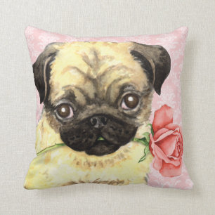 Valentijnsroos Pugs Kussen