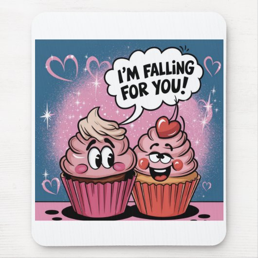 Valentijnsroze cupcake  muismat (Voorkant)
