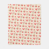 Valentijnsroze en rode rozen en harten fleece deken (Voorkant)