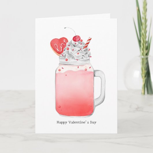 Valentijnsroze Milkshake I Love You Pun Kaart (Voorkant)