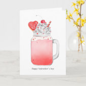 Valentijnsroze Milkshake I Love You Pun Kaart (Gele Bloem)