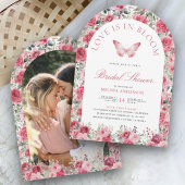 Valentijnsroze Rode Rozen Vlinder Bruidsfeest Kaart