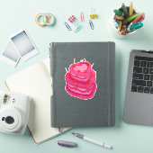 Valentijnsroze tweelaags hartvormige cake sticker (iPad Cover)