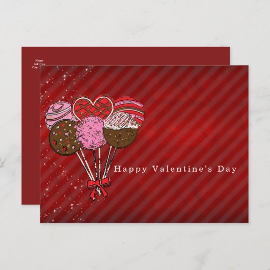 Valentijns's Cake Poppen Aankondiging of feest Briefkaart (Voorkant / Achterkant)