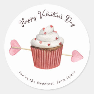 Valentijns's Cupcake Heart & Arrow Ronde Sticker