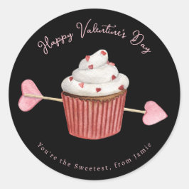 Valentijns's Cupcake Heart & Arrow Ronde Sticker