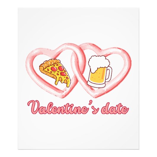 Valentijns's Datum Pizza Bier Foto Afdruk (Voorkant)