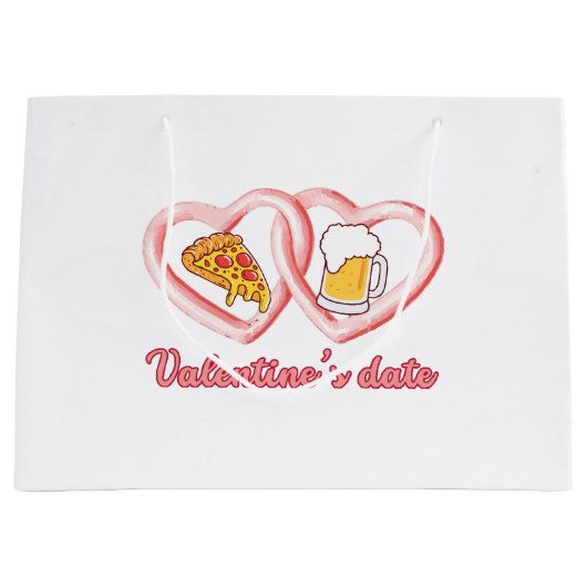 Valentijns's Datum Pizza Bier Groot Cadeauzakje (Voorkant)