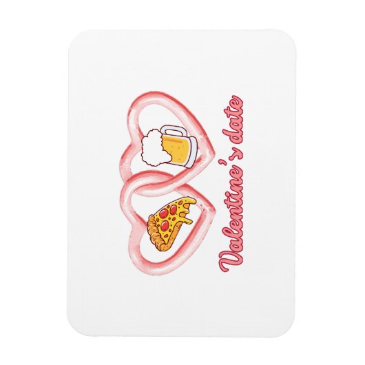 Valentijns's Datum Pizza Bier Magneet (Verticaal)