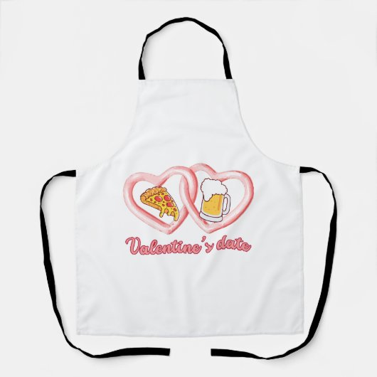 Valentijns's Datum Pizza Bier Schort (Voorkant)