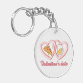 Valentijns's Datum Pizza Bier Sleutelhanger (Voorkant Links)