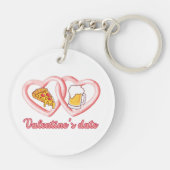Valentijns's Datum Pizza Bier Sleutelhanger (Achterkant)