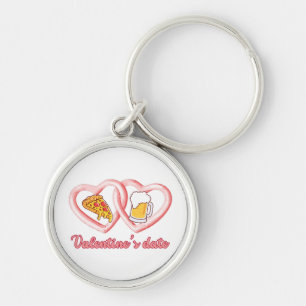 Valentijns's Datum Pizza Bier Sleutelhanger