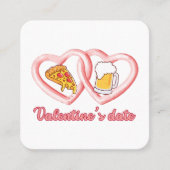 Valentijns's Datum Pizza Bier Vierkante Visitekaartje (Voorkant)
