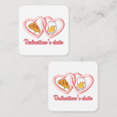 Valentijns's Datum Pizza Bier Vierkante Visitekaartje (Voorkant / Achterkant)