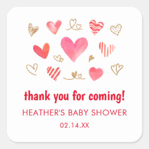 Valentijns's Day Baby shower Bedankt Vierkante Sticker