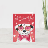 Valentijns's Dog met Hart Zonnebril Feestdagen Kaart (Voorkant)