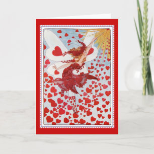 Valentijns's Fairy Sending Out Liefde & Harten Feestdagen Kaart