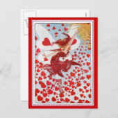 Valentijns's Fairy Sending Out Liefde & Harten Feestdagenkaart (Voorkant / Achterkant)
