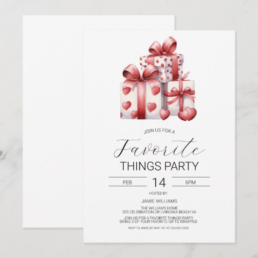 Valentijns's Favoriete Dingen Invitation, Galentin Kaart (Voorkant / Achterkant)