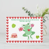 Valentijns's Frog Heart Flowers Gift Design kaart (Staand voorkant)