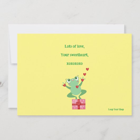 Valentijns's Frog Heart Flowers Gift Design kaart (Achterkant)