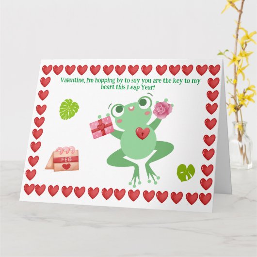 Valentijns's Frog Heart Flowers Gift Feb Design Kaart (Gele Bloem)