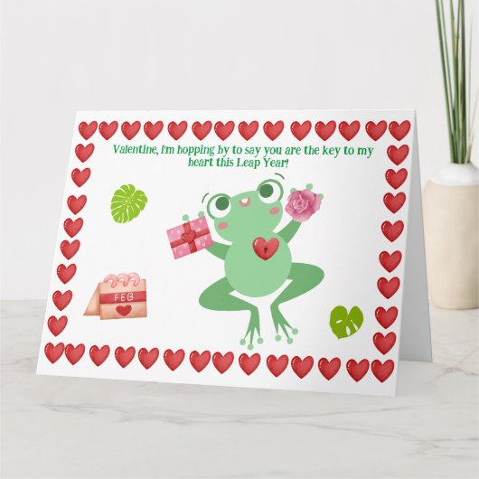Valentijns's Frog Heart Flowers Gift Feb Design Kaart (Voorkant)