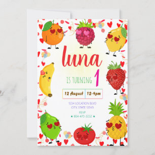 Valentijns's Fruit Birthday Invitation Kaart