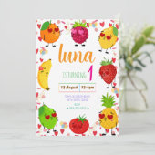 Valentijns's Fruit Birthday Invitation Kaart (Staand voorkant)