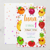 Valentijns's Fruit Birthday Invitation Kaart (Voorkant / Achterkant)