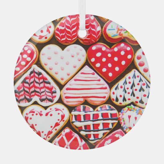 Valentijns's Heart Cookies: zelfgemaakte liefde. Glas Ornament (Voorkant)